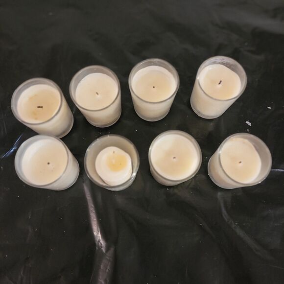 8 small votive candle holders with candles add'l white candles - Picture 4 of 7